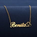 Customized Name Pendant Necklace With Double Hollow Love Heart Decor Elegant 18K Gold Plated Nameplate Necklace Custom Accessori