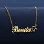Customized Name Pendant Necklace With Double Hollow Love Heart Decor Elegant 18K Gold Plated Nameplate Necklace Custom Accessories Gift For Female (Customized Only English Language)