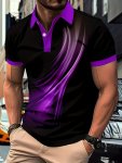 Summer Trendy Men's Creative 3D Pattern Graphic Print Short Sleeve Golf T-Shirt For Outdoor