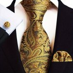 Men's Paisley Tie Pocket Square And Cufflink Set - Elegant 3-PIECE Polyester Woven Fabric Classic Fashion For Weddings Parties B