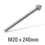 EN8 Electro Galv Stud M20X240 With Nut And Washer
