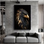 Black Eagle Canvas Art Print - Frameless Wall Decor For Living Room & Bedroom Contemporary Animal-themed Poster