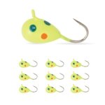 Muunn 10PACK Glow Paint Tungsten Teardrop Jigs Tungsten Floating Jig Heads Fishing Lure Jigs Winter Metal Lures HP24 5MM HP24-YE