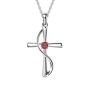 Birth Month Cross Necklace - Sterling Silver Pendant And Ss Chain