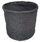 Round Coiled Grass Basket Black Large