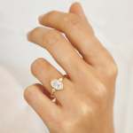 Bezel Set Oval Natural Diamond Trilogy Ring