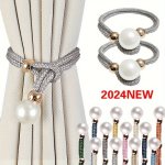 2PCS French Curtain Tiebacks With Faux Pearl Decorations Convenient Drape Tiebacks Decorative Curtain Holdbacks Holder Curtain T