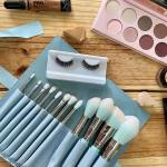 12 Piece Makeup Brush Set With Pouch - Turquoise