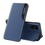 For Samsung Galaxy A32 5G Side Display Magnetic Shockproof Horizontal Flip Leather Case With Holder Blue