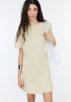 Shoulder-pad T-Shirt Dress - Light Beige