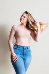 Round Neck Mesh Top - 3XL Nude