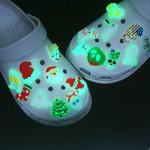 24 12 7 6 4PCS Luminous Christmas Series Cartoon Shoe Charms For Clogs Sandal Decoration Diy Accessories