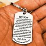 Stainless Steel Keychains Inspirational Engraved Message "To My Son" Perfect Choice For Birthday Graduation Christmas Back To School