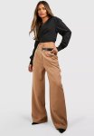 Belted Detail Pleat Front Tailored Trousers - Stone