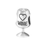 C664-C9996 - 925 Sterling Silver Cz Wine European Charm Bead - Clear Cz Stone