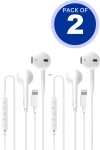 2 Packs Iphone Headphones Lighting Wired Earphones Built-in Microphone & Volume Control
