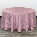 Your Chair Covers - 132 Inch Round Crinkle Taffeta Tablecloth - Dusty Rose Crushed Shiny Dining Table Cloth For Wedding Party Bi