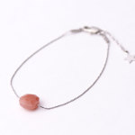 Silver Rose Gem Chain Bracelet - Rose Quartz