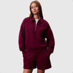 Calvin Klein Ladies Archive 1 4 Zip Sweater In Berry - Berry L