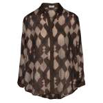 Diamond Print Oversized Shirt - Bitter Choc Free