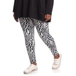 Plus Size Basic Long Leggings - Multicolour Print