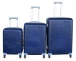Smte Tough Luggage Set Abs Shell Spinner Wheels Telescopic Handles Navy Blue 3-PIECE With Keychain