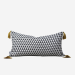 Frenchie Houndstooth Scatter Cushion With Tassels - 35CM X 70CM