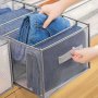 7 Grids Wardrobe Organizer With Handle - Grey Non-washable Net Mesh Material Suitable For Jeans T-shirts And Folded Clothes Storage