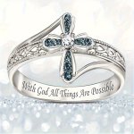 1PC Exquisite And Fashionable Blue Rhinestone Cross Ring For Men Jewelry Gift