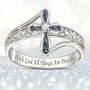 1pc Exquisite And Fashionable Blue Rhinestone Cross Ring For Men Jewelry Gift