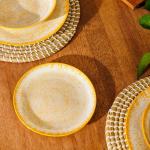 Printed Glazed Side Plate Golden Haze