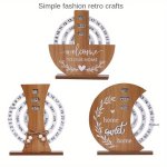 1PC Wooden Creative Calendar Home Entryway Decoration Office Desktop Ornament Manual Rotating Desk Calendar Handicraft Eid Al-ad