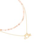 Waterproof Gold Plated Stainless Steel Rose Quartz Semi Precious Stone & Celestial Layered Necklace