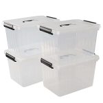 Zerdyne 10 L Clear Plastic Latching Box Plastic Storage Bin With Lids 4-PACK