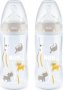 Nuk First Choice+ Temperature Control Bottle With Silicone Teat 6 Months And Older 300ML Safari Pack Of 2