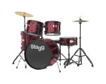 Stagg 5-PIECE Standard Drum Set W cymbals Wine Red