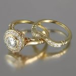 2PCS SET Engagement Rings Alloy Inlaid Shiny Rhinestone Rings