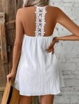Contrast Lace V Neck Backless Dress Young Sleeveless Cami Dress For Spring & Summer Women's Clothing