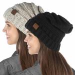 Funky Junque Exclusives Slouchy Beanie For Women Oversized Winter Hat Chunky Cable Knit Beanies Soft Warm Unisex Slouch Hats For