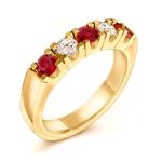 18K Yellow Gold Ruby And Diamond Half-hoop Eternity Ring