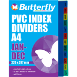 Board File Divider – A4 160GSM Bright – 12 Tab Jan-dec – FIL016