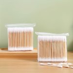 100 500 1000PCS Double-headed Cotton Swabs Household Round Disposable Ear Cleaning Cotton Swabs Makeup Wooden Stick Cotton Buds