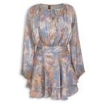 Blue Floral Blouson Tiered MINI Dress
