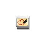 Composable Gold Red Heart & Lipstick Link