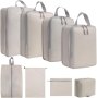 8PCS Lightweight Travel Organiser Set - Beige