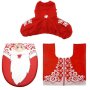 Red Santa Toilet Seat Cover & Rug Set For Bathroom - 3 Piece