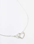 Silver Diamante Heart Link Necklace