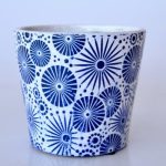 Blue & White Sunburst Design Planter – 14X16CM