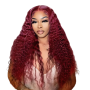 Full Frontal Curly Maroon Brazilian Hair Wig 26.