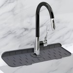Silicone Faucet Drain Mat - Uncharged Kitchen Sink Anti-splash And Spill Absorbent Mat - Durable Silicone Material - Black